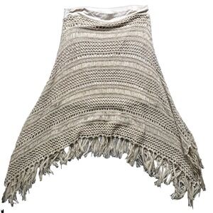 Chico's Boho‎ Fringe Crochet Skirt M Festival Coastal Cowgirl Western Beige Knit